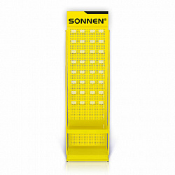 Стойка для размещения товара напольная SONNEN, 205x60x50 см, 32 крючка, 2 полки, металл, 504995