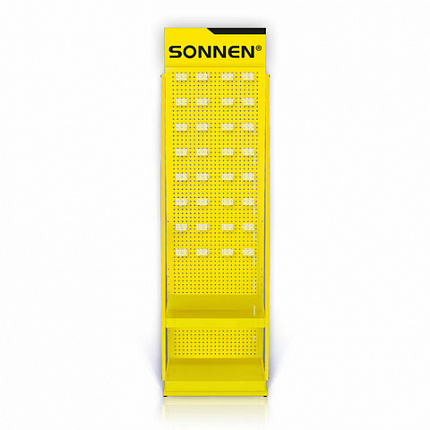Стойка для размещения товара напольная SONNEN, 205x60x50 см, 32 крючка, 2 полки, металл, 504995