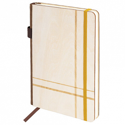 Ежедневник недатированный А5 145х210мм BRAUBERG "Natural", резинка, держатель 160л, деревянный, 117136