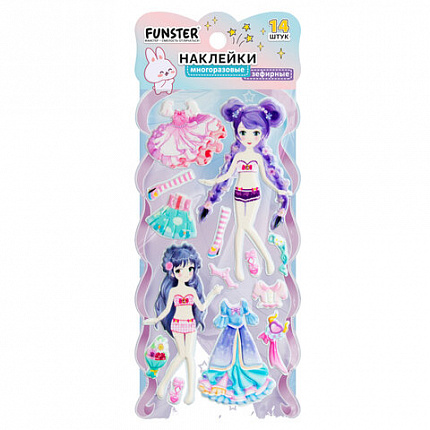 Наклейки зефирные "Переодевашки", 19,5х9,5 см, ассорти 4 вида, FUNSTER (ФАНСТЕР), 666103