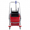 Тележка уборочная BRABIX, 2 съемных ведра 25 л, механический отжим, металлический каркас, 601499