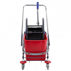 Тележка уборочная BRABIX, 2 съемных ведра 25 л, механический отжим, металлический каркас, 601499