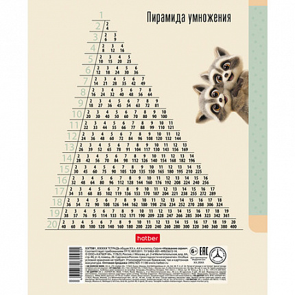 Тетрадь 18л. HATBER клетка, обложка картон, ВОТ ЕНОТ (микс в спайке), 096746, 18Т5В1