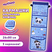 Кармашки-органайзер в шкафчик для детского сада ЮНЛАНДИЯ, увеличенный размер, 26х80 см, "Классная панда", 271073