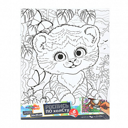 Картина детская по контуру, АССОРТИ 7 видов, 20х25 см, на подрамнике, акрил, кисти, МУЛЬТИ АРТ, 8084