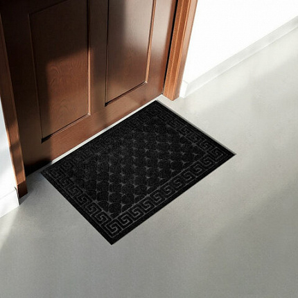 Коврик придверный 40х60 см, ЧЕРНЫЙ, грязезащитный, 430 г/м2, фактурный рисунок ЧЕШУЙКИ, ЛЮБАША, 701057