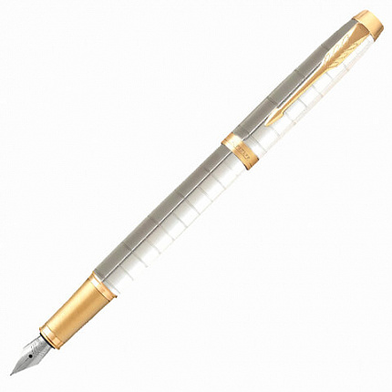 Ручка перьевая PARKER "IM Premium Pearl GT", корпус жемчужный лак, позолоченные детали, синяя, 2143649