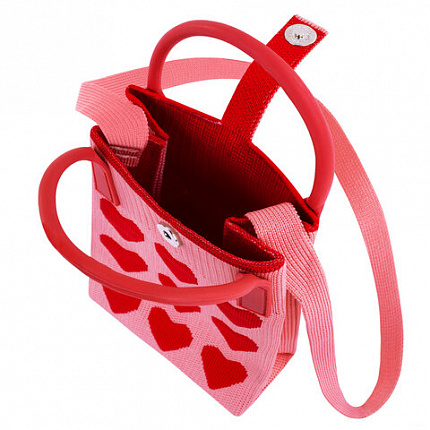 Сумочка-органайзер повседневная HEIKKI KNIT (ХЕЙКИ) кросс боди, вязаная, 17х12х5 см, "Hearts", 273795