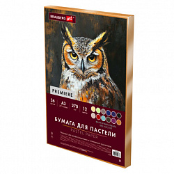 Бумага для пастели ФАКТУРНАЯ, А3, в коробке, 36 листов, 12 цветов, 270 г/м2, BRAUBERG ART, 117760