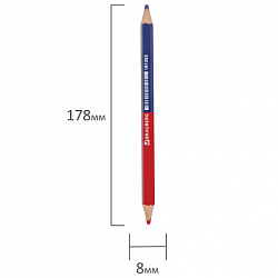 Карандаш двухцветный КРАСНО-СИНИЙ, BRAUBERG, УТОЛЩЕННЫЙ, 1 шт., шестигранный, грифель 4 мм, натуральное дерево, 181262
