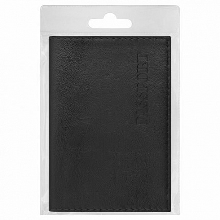 Обложка для паспорта натуральная кожа галант, "PASSPORT", черная, BRAUBERG, 237179