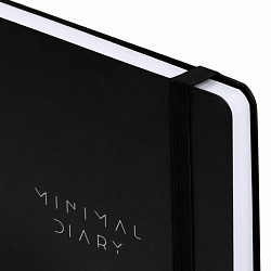 Ежедневник недатированный с резинкой А5 145х203 мм, BRAUBERG, твердый, 128 л., "Minimal", черный, 116284