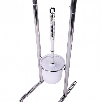 Ершик для унитаза СТОЙКА + держатель туалетной бумаги, сталь/пластик, зеркальный, LAIMA, 607433