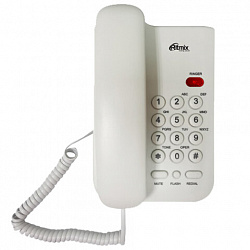 Телефон RITMIX RT-311 white, световая индикация звонка, тональный / импульсный режим, повтор, белый, 80002232