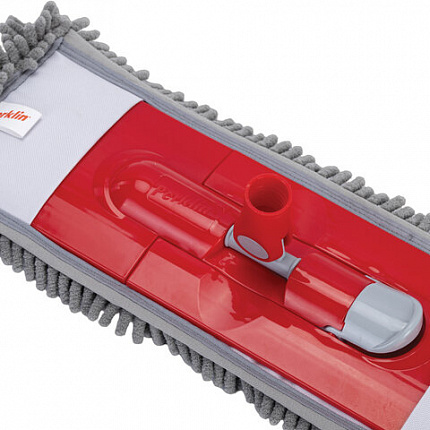 Швабра КОМПЛЕКТ черенок 75-130 см + флаундер 40 см + МОП микрофибра СИНЕЛЬ (ТИП К), PERKLIN (ПЕРКЛИН), 700981