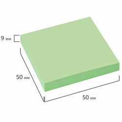 Блок самоклеящийся (стикеры) STAFF, 50х50 мм, 100 листов, зеленый, 127144