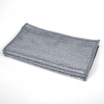 Тряпки-салфетки металлические, сетка-скрабер, 20х20 см, КОМПЛЕКТ 3 штуки, ДВУХСЛОЙНЫЕ, для мытья посуды и уборки, без царапин, LAIMA, 700063