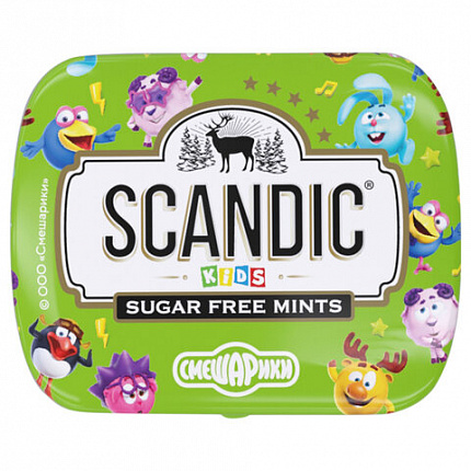 Драже освежающие SCANDIC без сахара со вкусом "Яблоко", 14 г, СМЕШАРИКИ