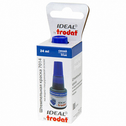 Краска штемпельная TRODAT IDEAL 7014 синяя 24 мл, на водно-глицериновой основе, 206916/219402