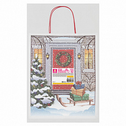 Пакет подарочный КОМПЛЕКТ 10 штук новогодний 26x13x32 см, "Сочельник", ЗОЛОТАЯ СКАЗКА, 592130