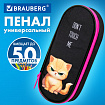 Пенал-футляр BRAUBERG, 1 отделение, органайзер, полиэстер, 22x9х5 см, "Сердитый котенок", 273566