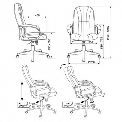 Кресло офисное T-898AXSN, ткань, серое, 1070383