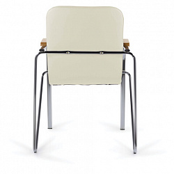 Кресло BRABIX "Samba CF-103", хром каркас, накладки "бук", кожзам бежевый, собрано, 532757