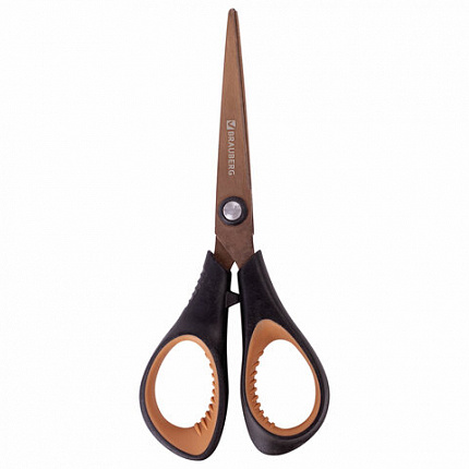 Ножницы BRAUBERG "Heavy Duty", 165 мм, суперпрочные, титановое покрытие, 2-х сторонняя заточка, 236789