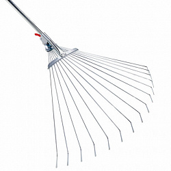 Грабли веерные проволочные раздвижные, 15 зубьев, ширина 15-58 см, черенок 115 см, ГРАНДМАСТЕР, 700348