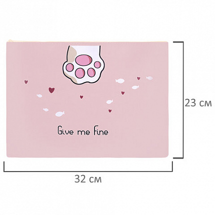 Папка для тетрадей ПИФАГОР А4, 1 отделение, ПВХ, на молнии, ассорти, "Pawesome", 32x23 см, 273829