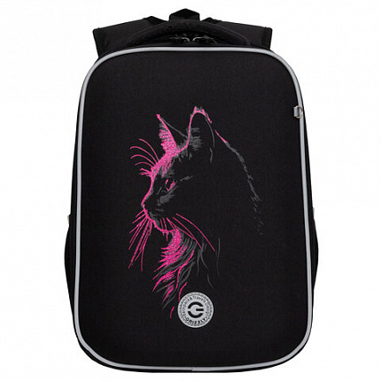 Ранец GRIZZLY анатомическая спинка, 2 отделения, для девочек, "SPARKLING CAT", 37х26х16 см, RAw-594-4/1