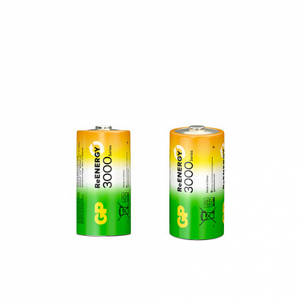 Батарейки аккумуляторные GP ReEnergy Ni-Mh КОМПЛЕКТ 2 шт., С (HR14), 3000 mAh, 300CHCRGY-2CRCB2