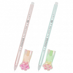 Ручка с акриловым топпером шариковая FUNSTER "KITTY PAW", СИНЯЯ, ассорти, пишущий узел 0,7 мм, линия письма 0,35 мм, 144374