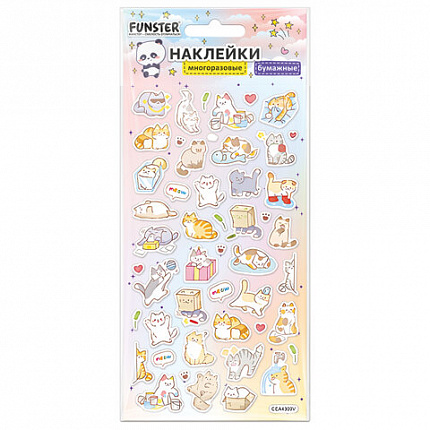 Наклейки бумажные 17,5х9,5 см, ассорти 12 видов, FUNSTER (ФАНСТЕР), 666676