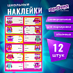 Наклейки для маркировки школьных принадлежностей "Совы", 12 штук, 14х21 см, ЮНЛАНДИЯ, 662710