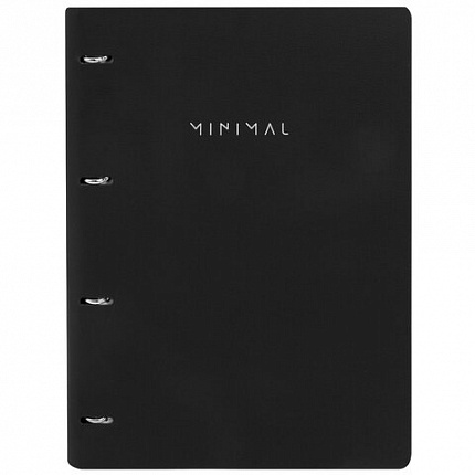 Тетрадь на кольцах БОЛЬШАЯ А4, 240х310 мм, 120 л., под кожу, BRAUBERG VISTA, "Minimal", черный, 405203