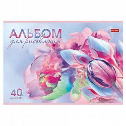 Альбом для рисования А4 40 л., скоба, обложка картон, HATBER, 205х290 мм, "Грация цветов", 085137, 40А4В