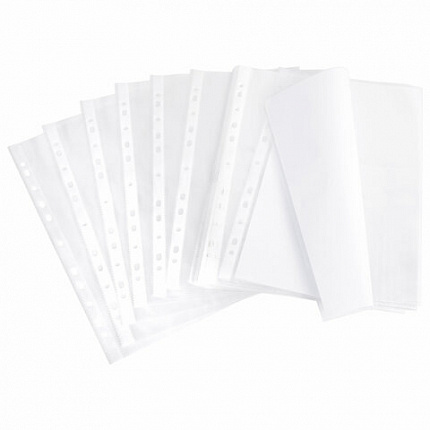 Папки-файлы перфорированные А4 BRAUBERG "EXTRA 1000", КОМПЛЕКТ 50 шт., матовые, ПЛОТНЫЕ, 100 мкм, 229671