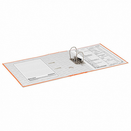 Папка-регистратор BRAUBERG с покрытием из ПВХ, 80 мм, с уголком, оранжевая (удвоенный срок службы), 227199