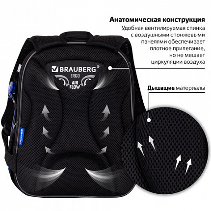 Ранец BRAUBERG QUADRO, 3 отделения, с брелком, "Огненный паук", 37х28х18 см, 273106