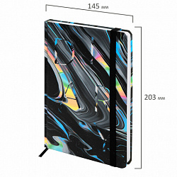 Ежедневник недатированный с резинкой А5 145х203 мм, BRAUBERG, твердый, 128 л., "Waves", 116283