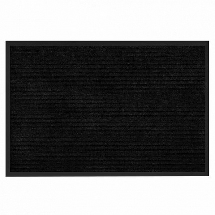 Коврик придверный 60х90 см, ЧЕРНЫЙ, влаго-грязезащитный, 430 г/м2, ребристый, ЛЮБАША СТАНДАРТ, 701034