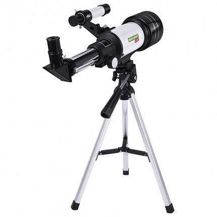 Телескоп рефрактор астрономический настольный, увеличение 150х, объектив 70 мм, фокус 300 мм, видоискатель, BRAUBERG KIDS 70300, 391397