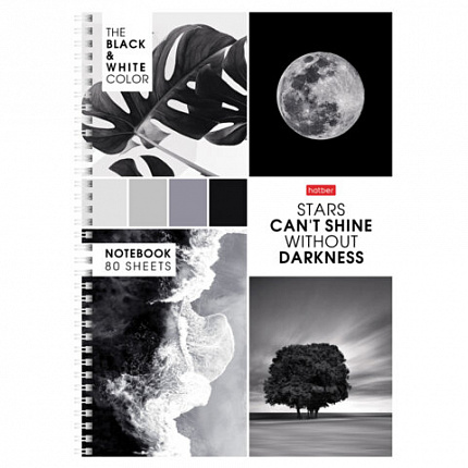 Тетрадь А4 80 л., HATBER, гребень, клетка, обложка картон, "Калейдоскоп Моментов" (микс в спайке), 083174, 80Т4В1гр