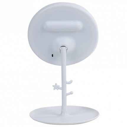 Зеркало настольное с LED-подсветкой для макияжа, диаметр 17 см, 3 режима свечения, аккумулятор 1200 mAh, цвет белый, WBZ (ВБЗ), 609330