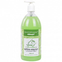 Мыло-крем жидкое 1 л, ЗОЛОТОЙ ИДЕАЛ "Груша и миндаль", дозатор, 609426