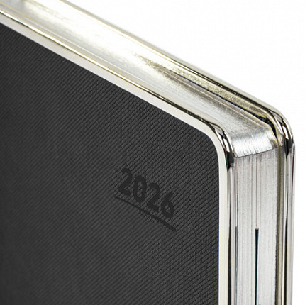 Ежедневник датированный 2026 А5 148х218 мм, GALANT "Infinity Silver", под кожу, черный, 117495