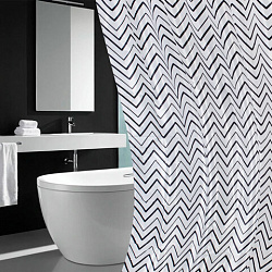 Шторка для ванной ПОЛИЭСТЕР, 180х180 см, кольца в комплекте, УЗОРЫ, PRIMILA (ПРИМИЛА), 700078