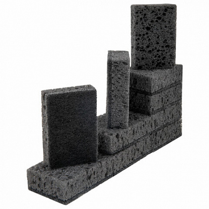Губки для посуды 9,8х6,6х3 см, КОМПЛЕКТ 10 шт., SQUARE BLACK, КРУПНОПОРИСТЫЙ поролон с абразивным слоем, LAIMA, 608648