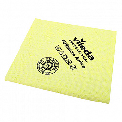 Салфетки VILEDA PROFESSIONAL "ПУРмикро Актив" КОМПЛЕКТ 5 шт., супервпитывание, микроволокно, желтый, 38х35 см, 174072